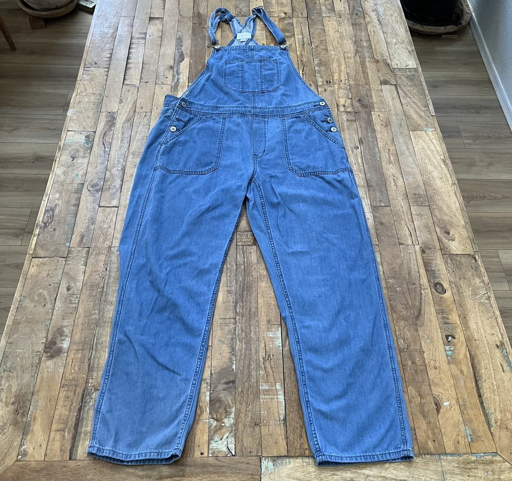 American Eagle Denim Tomgirl Overalls Women's Large Mid Wash Straight Leg